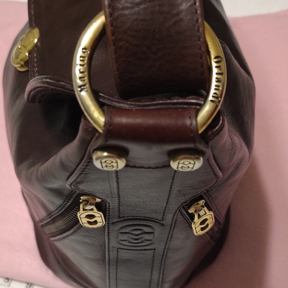 ORLANDO MURINO Brown Leather Handbag. Used And Shows Some Wear. See Pics